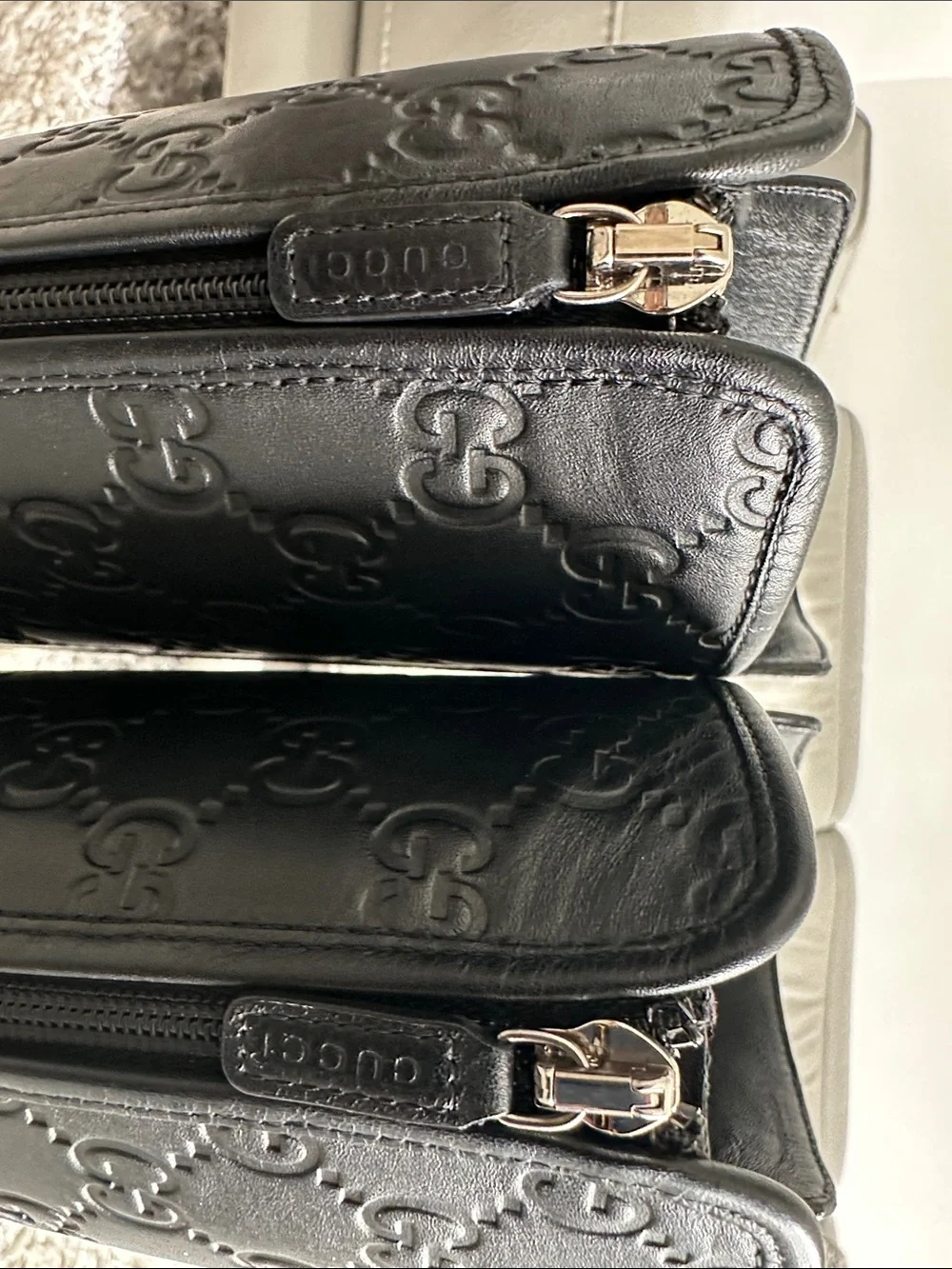 Gucci Black Embossed Leather Over-the-Knee Boots